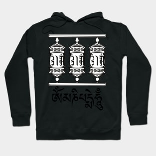 Om Mani Padme Hum Tibetan Buddhist Mantra Prayer Wheels Hoodie